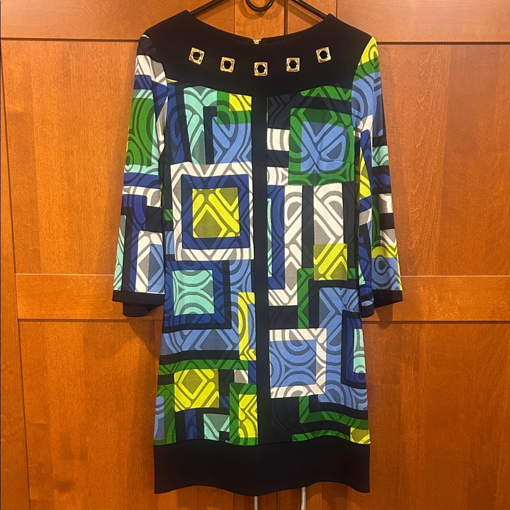 Joseph Ribkoff Colorful Geometric Long Sleeve Dress